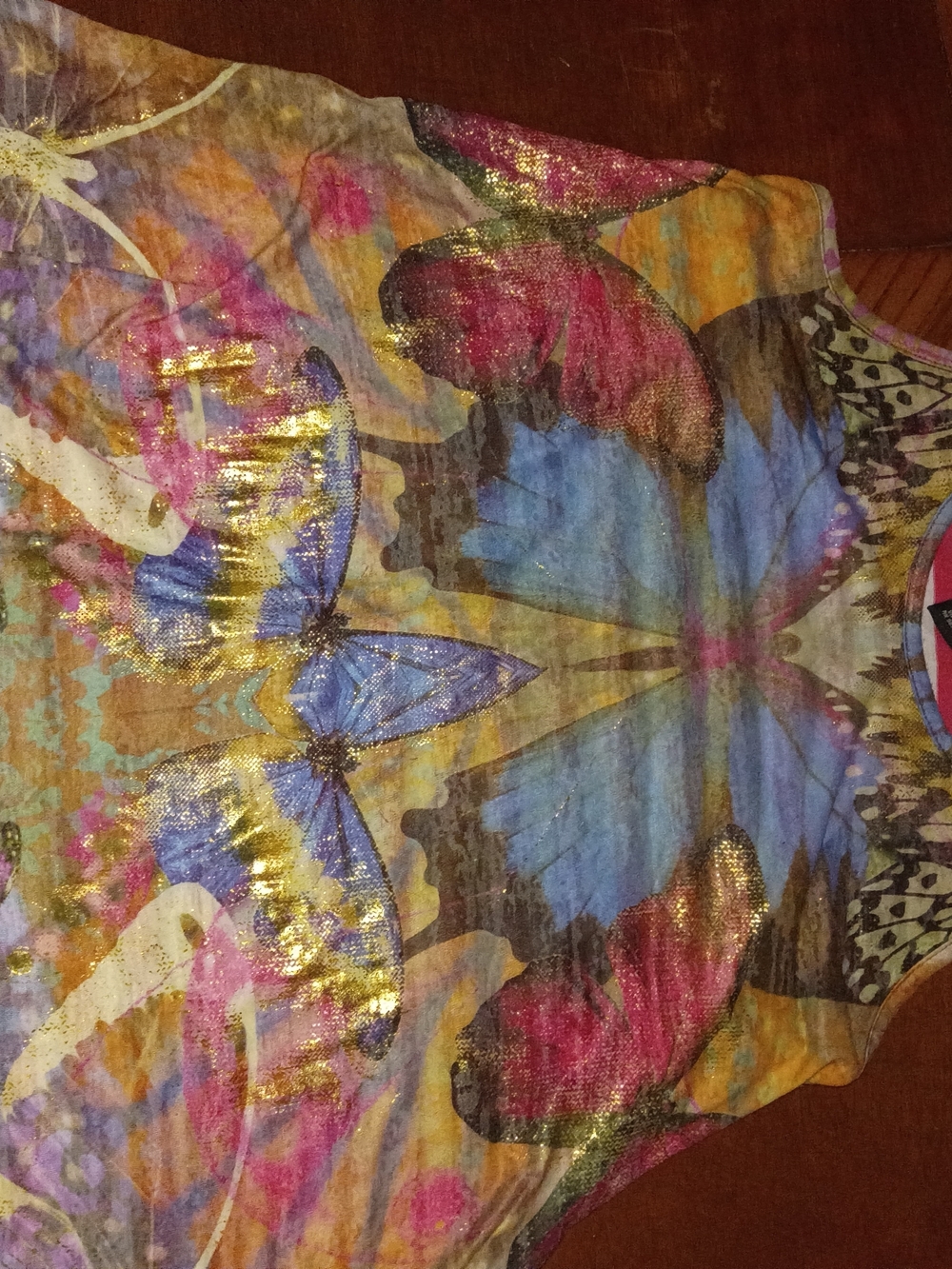 Signature Studio Metallic Multicolor Butterfly Tank Top